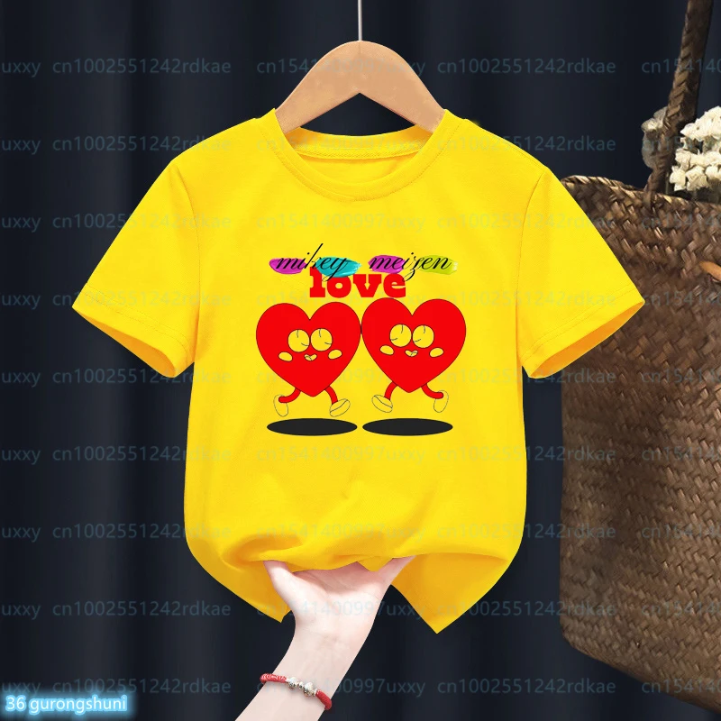 Camisetas divertidas para niños, Camiseta con estampado de dibujos animados  de Anime jj mikey, camisa amarilla con cuello redondo, tops para bebés -  AliExpress
