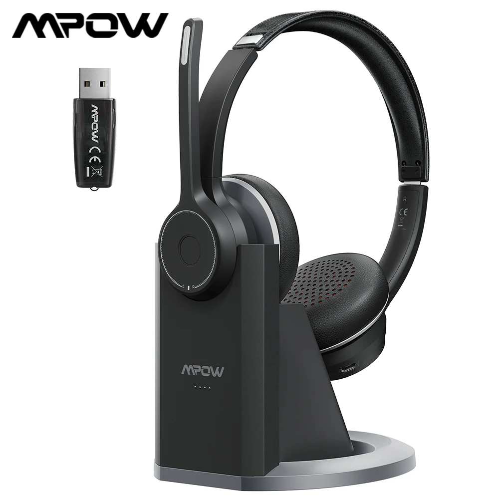 Mpow HC5 Pro Bluetooth 5.0 Headset with Charge Base And Dual CVC8.0 Noise  cancelling Microphone Wireless Office Computer Headset|Bluetooth Earphones  & Headphones| - AliExpress