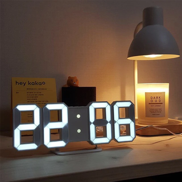 3D LED Digital Alarm Clock Three-dimensional Wall Clock Hanging Watch Table Calendar Thermometer Electronic Clock Furnishings 1