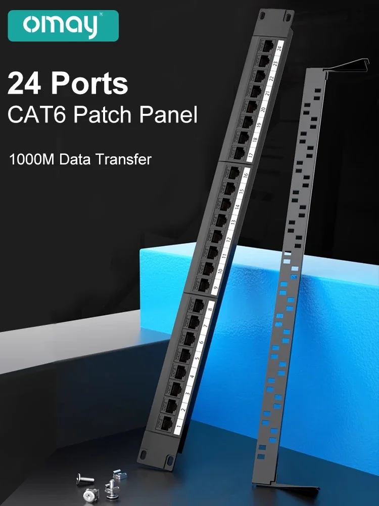 Cabo Adaptador Keystone Jack Modular Frame Cat6 Patch Panel Gabinete Rack Pass-through 19 1u 24 Port Omay-rj45