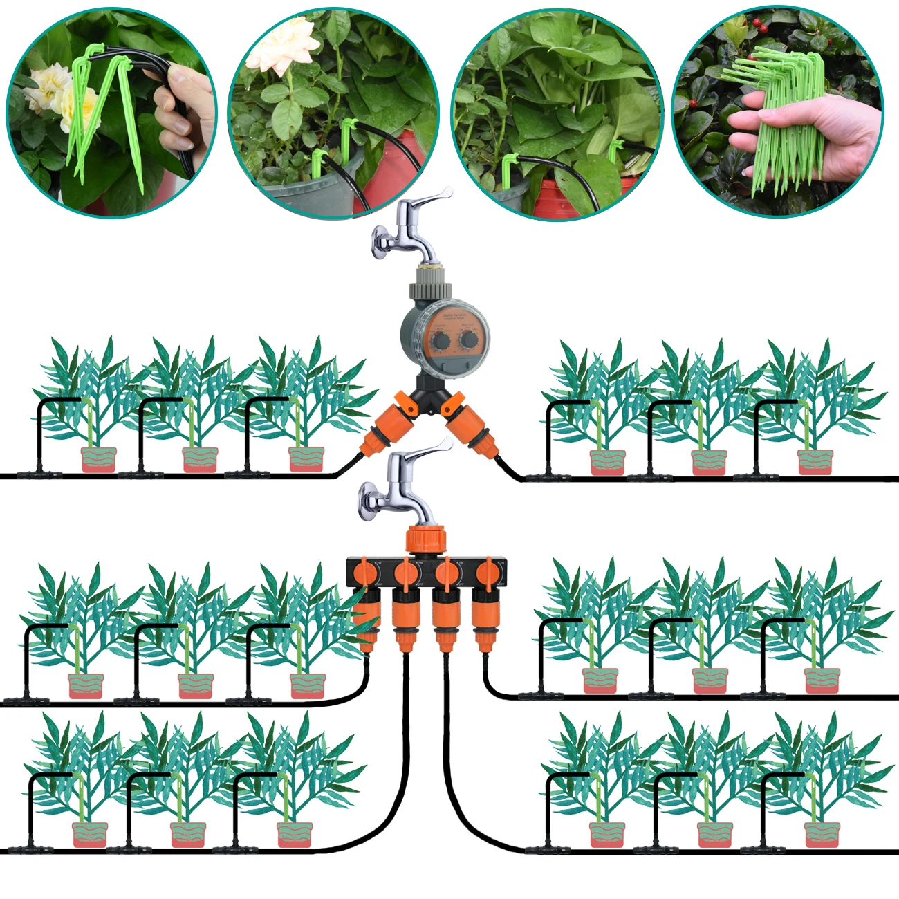 KESLA Greenhouse Elbow Emitter Automatic Drip System 4/7 to 3/5mm Hose Garden Watering Irrigation Kit for Home Bonsai Plants 2