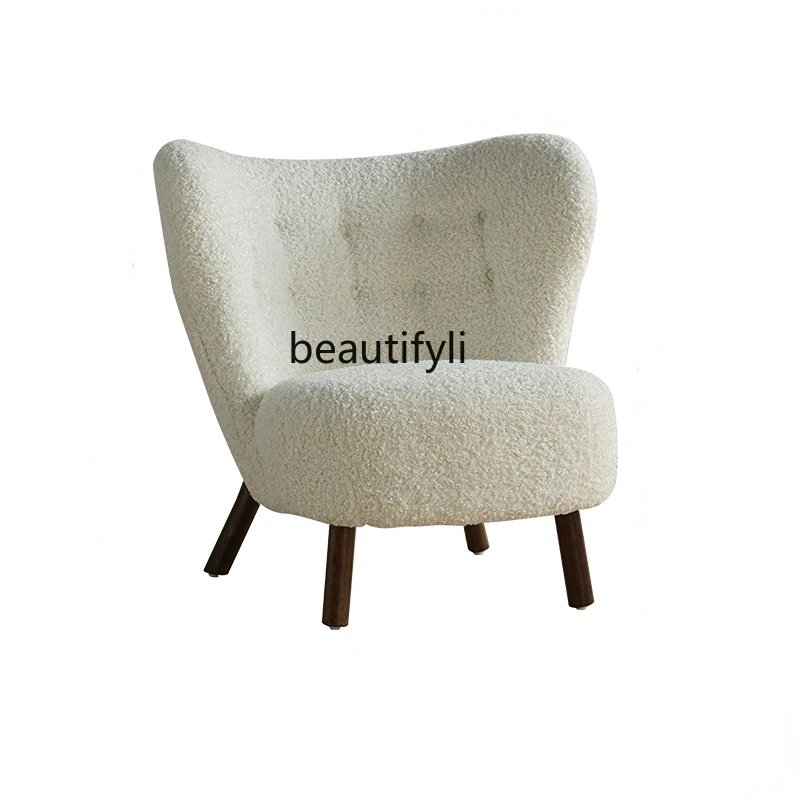 

yj Couch Lamb Wool Ins Nordic Single Sofa Lazy Retro Leisure Chair