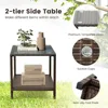 3 Pieces Rocking Wicker Bistro Set, Outdoor Front Porch Rocker Chairs Conversation Set with 2-Tier Tempered Glass Coffe 5
