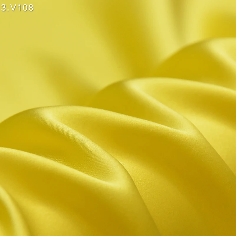 100% silk satin fabric multicolor yellow solid dye luxury chinese Canary orange heavy real silk DIY vegan double sided