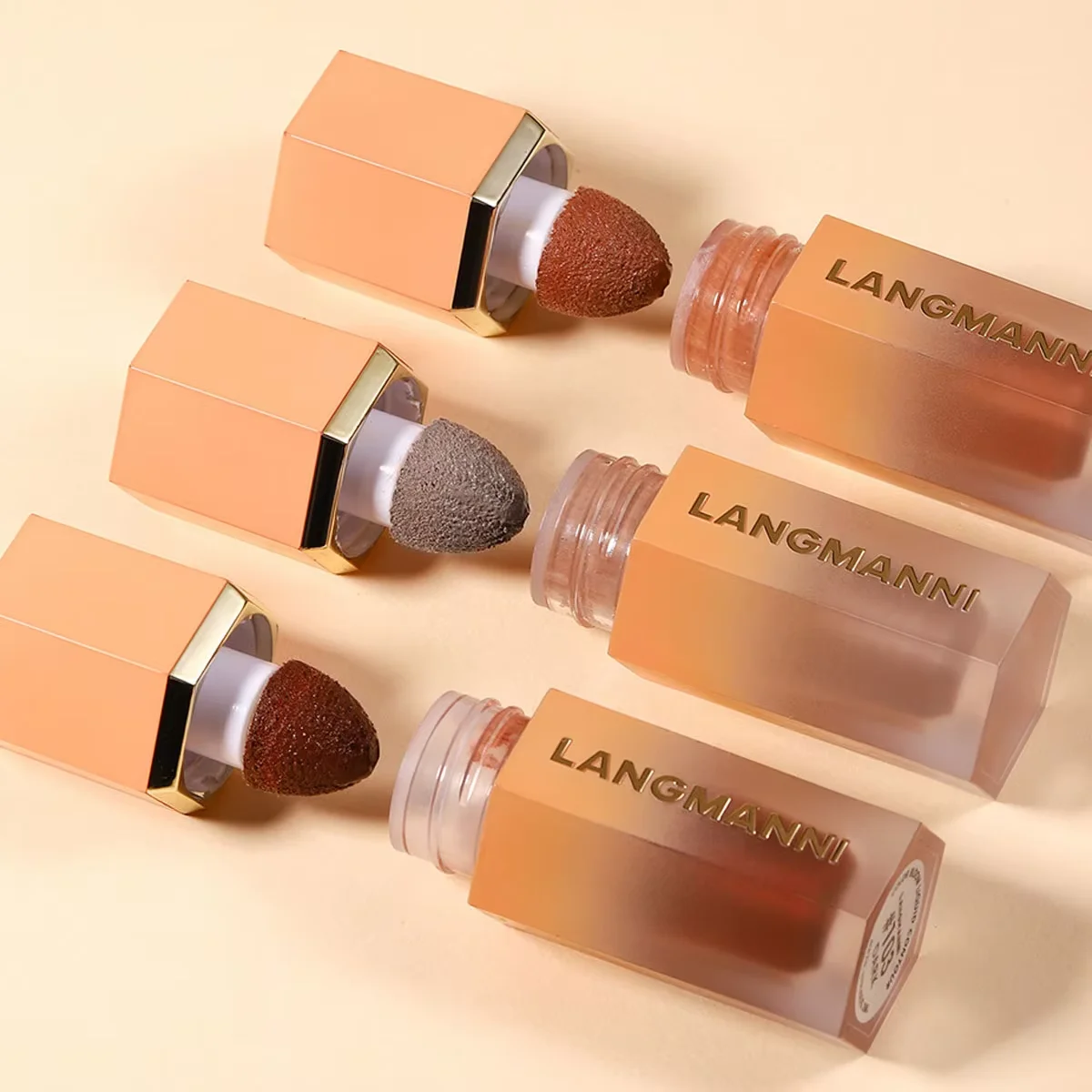 3-color facial contouring facial highlight combination base contouring liquid sponge elastic brush head portable