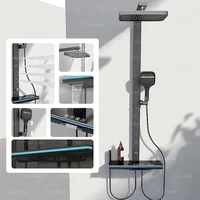 Digital Smart Grey Shower Set Bathroom Home Use Shower System Rainfall Sprayer Pressurised Bathing Apartment Head Shower 1