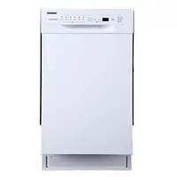 Built-In Energy Star Certified 18" Dishwasher 8 Place Setting White Silverware Basket Cup Tray Quiet Operation Water Leak 1