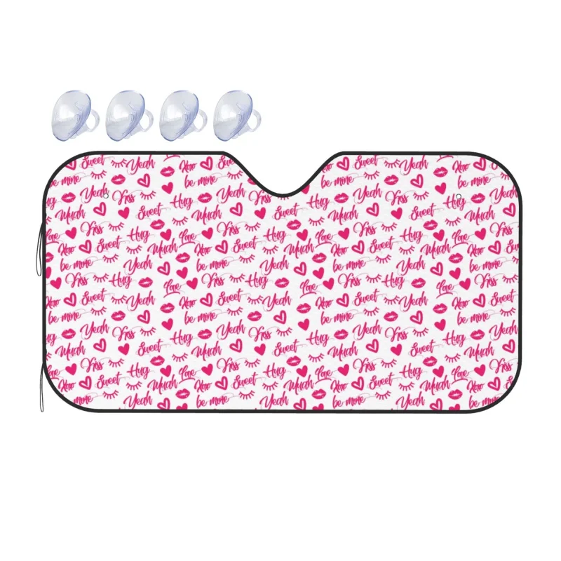 

Pink Love Car Windshield Sun Shade Cover Front Water Sunlight Snow Cover Universal