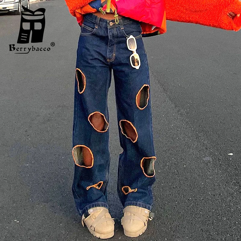 Baggy Ripped Low Rise Jeans Oversize Pants Straight Leg Jeans Denim Trousers Women's Cargo Trousers Korean Fashion Y2k Woman