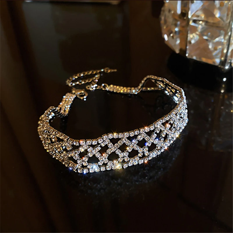 Missgrace Boho Chunky Rhinestone Choker Necklace For Women - Adjustable Silver Prom Jewelry - View #12