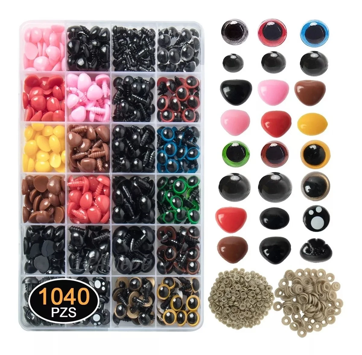 1040pcs Plastic Safety Eyes and Noses for Plush Animal with Washers Assorted Sizes plastic safety eyes googly doll eyes plastic toy eyes doll eyes doll handmade accessories craft supplies