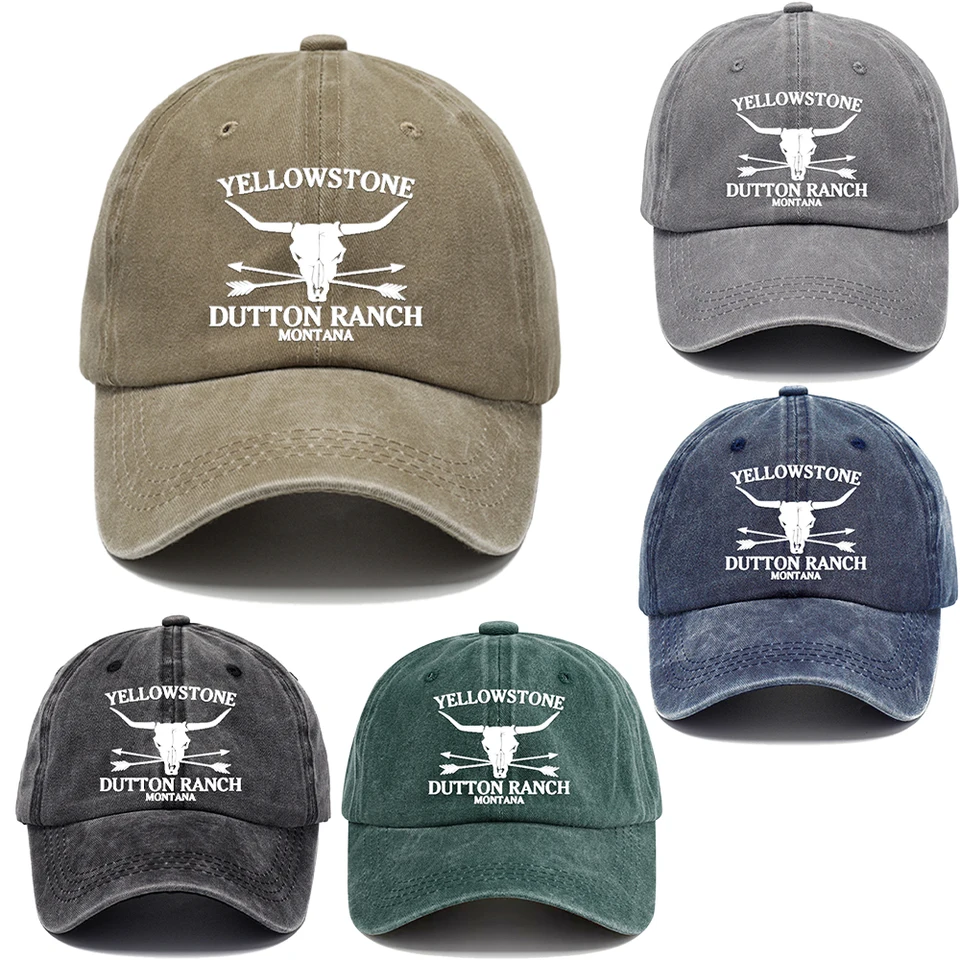 Concept One Yellowstone Dad Hat Dutton Ranch Verstelbare baseballpet met gebogen rand, Donkerblauw, Eén maat