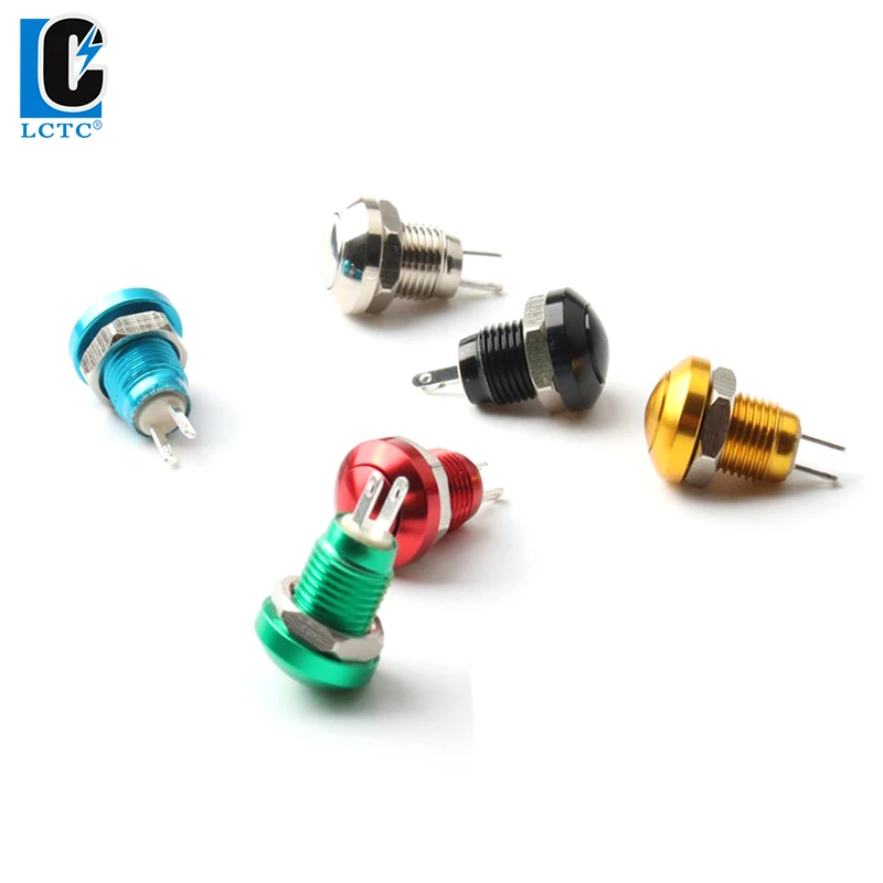 LCTC Push Button Switch Momentary Auto 8mm Metal Switch Doorbell Ignition Waterproof Instant Exterior Bell Push Botton 1NO No