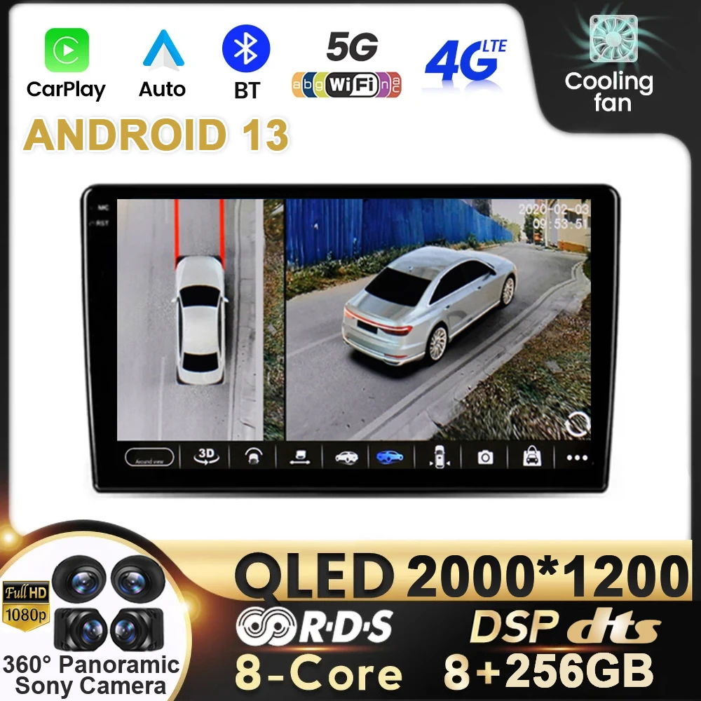 9 "Android 13 Carplay Auto Per Fiat Panda 2003 - 2012 Autoradio Lettore Video Multimediale Navigazione Gps Stereo 4G Bt Wifi Qled