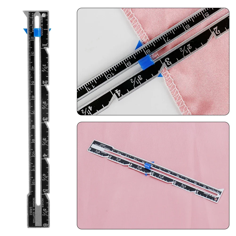 Sewing Tool, 5-IN-1 Sewing Seam Ruler, Measuring Gauge, Patchwork Quilting, Tailor Ruler Sizer, Aluminum Plastic Sliding