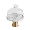 Marble Cake Pan Glass Cover Cake Stand Transparent Cover Golden High-foot Snack Counter Tray Kitchen Decoration Storage 6