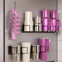 Kitchen Cup Storage Rack Water Bottle Holder for Refrigerator Magnetic Cup Storage Organizer Holder for Stanley Tumbler Lid 1