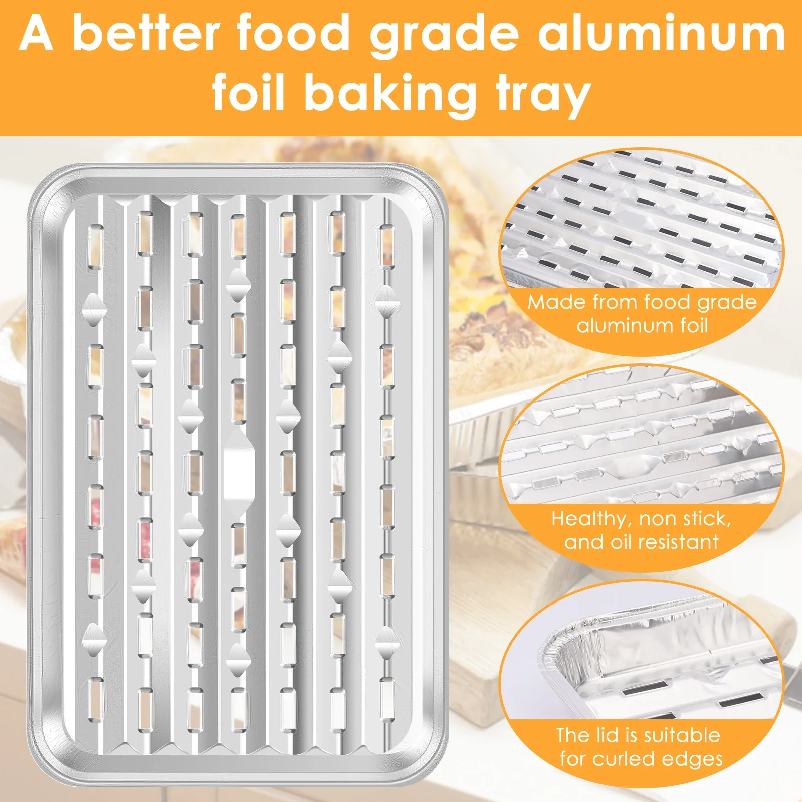 20Pcs Aluminum Foil Trays Rectangular Aluminum Foil Food Pan Heat Resistant Versatile Aluminum Foil Sheet Pan for Oven Steamer