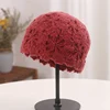 Chic Knitted Hat Winter Women's Retro Literature Art Crochet Flower Hollow Out Cap Women Fashion Beret Woolen Cap Japanese Style 5