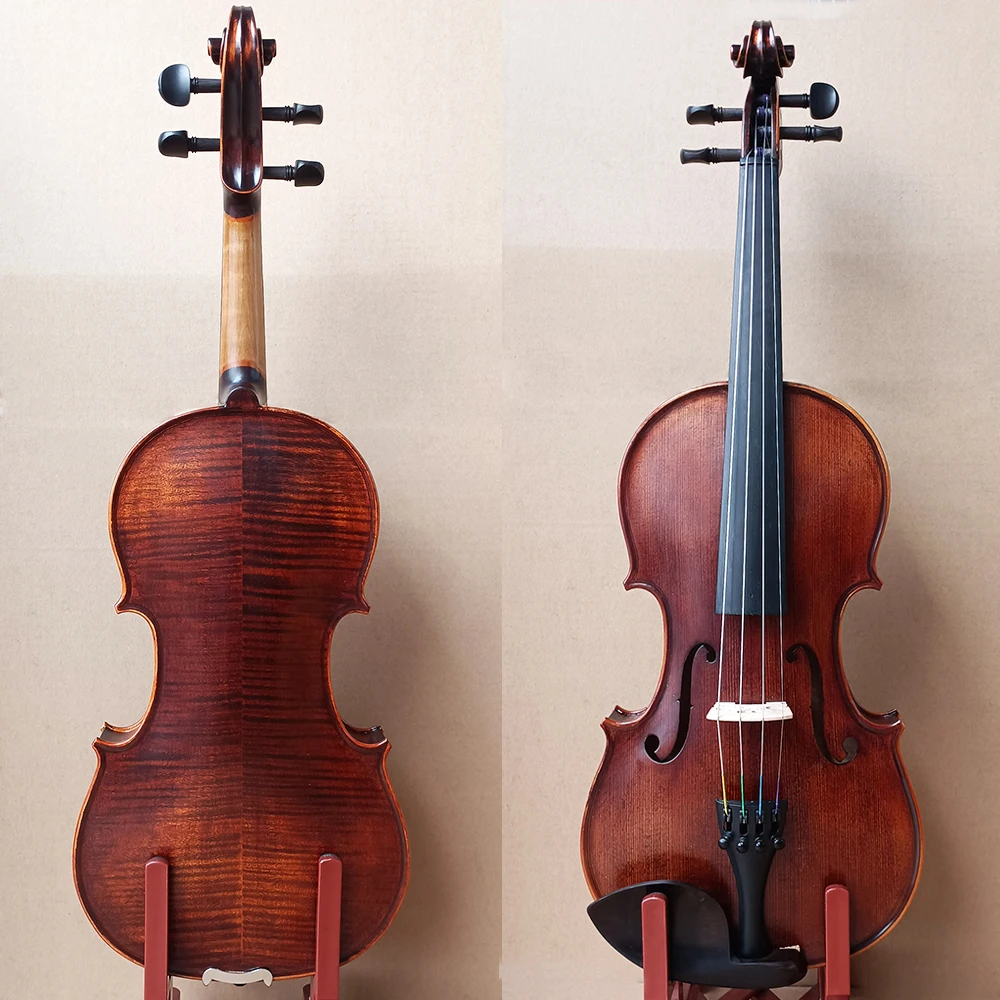 Natural Tiger Pattern Maple Handmade Violin 4/4 Size Ebony Fingerboard coffee Violin beginner professional Musical Instruments