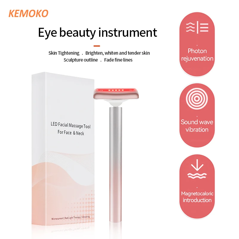 Eye Massager Microcurrent EMS Facial Wand Face Massager Red Ligh Facial Fade Eye Line Magic Dark Circle Wand Therapy Infrared Beauty Device