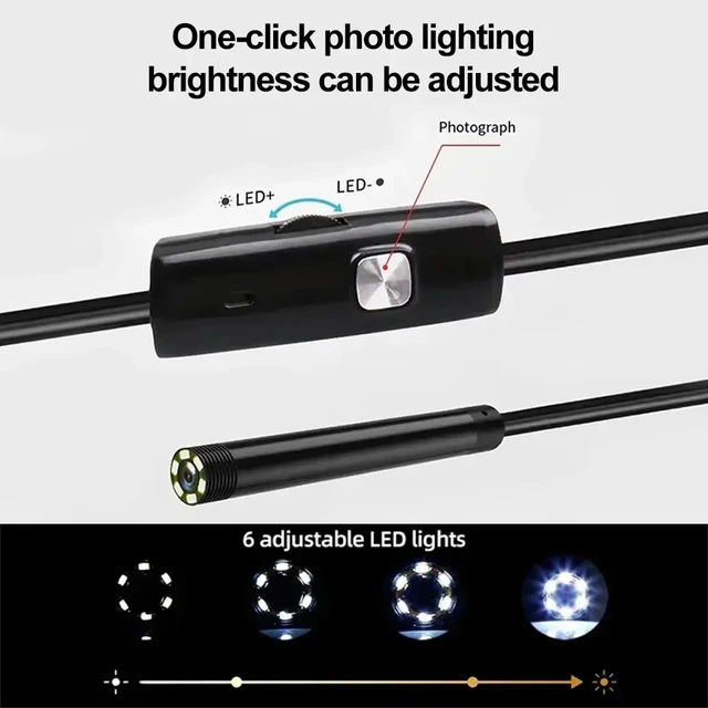 Endoscope Camera MicroUsb Type C Android Smartphone 2M 5M 10m Hard Flexible Wire 8mm Endoscopy Camera Inspection 2