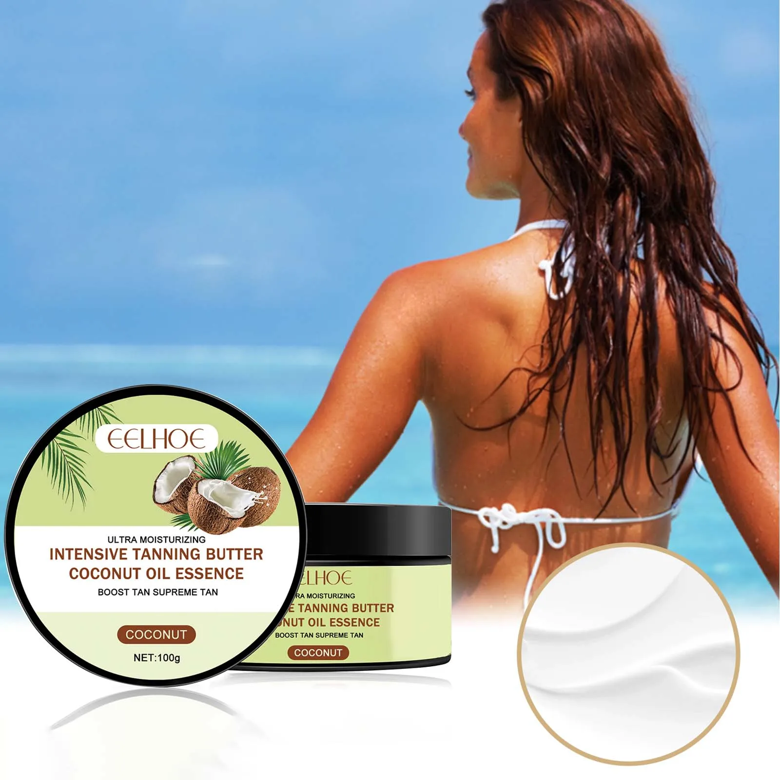 Coconut Body Tanning Cream Summer Outdoor Solarium Self Tanning Even Skin Tone Moisturizing Long Lasting Bronzing Skin Achieve