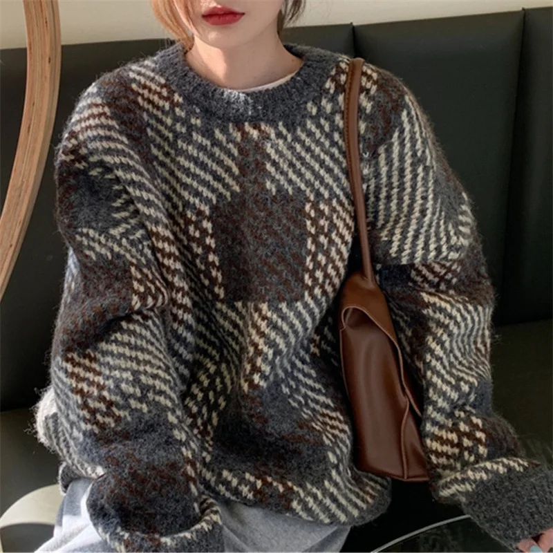 

Sweater women's autumn soft glutinous stripe loose Korean version languid style sub-knit top