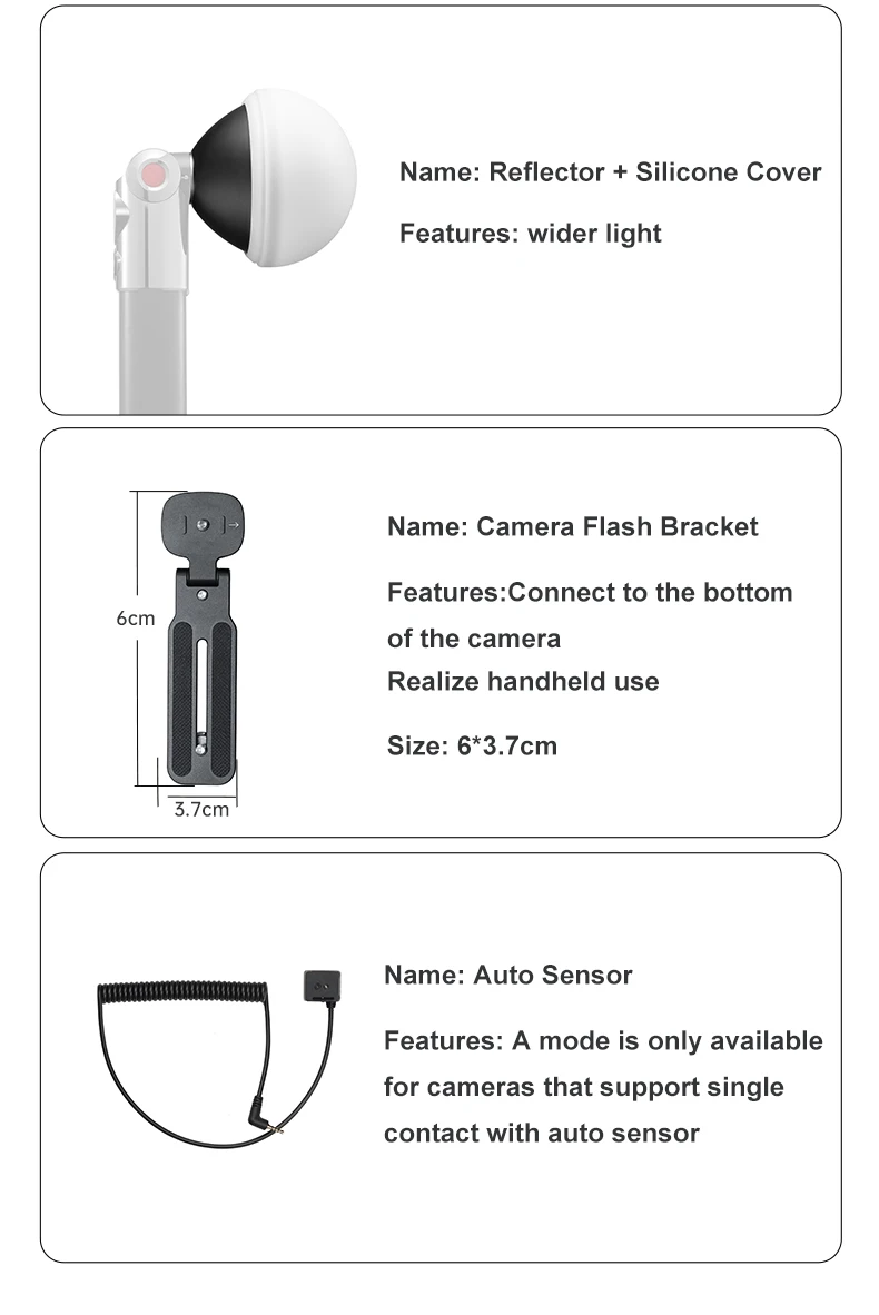 Description Picture 6 of itemGodox LUX Master Flash Accesorios Softbox Reflector Auto Sensor Flash Bracket for Camera Fan Type Reflector