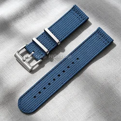 Universal Nylon Canvas Quick - Release Watch Strap - Adjustable Sport Band - 22mm (Bule)