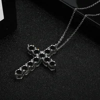 3-5mm D Color Black Moissanite Cross Necklace For Women Men Original S925 Silver Pendant Box Chain Jesus Jewelry GRA Certificate 2