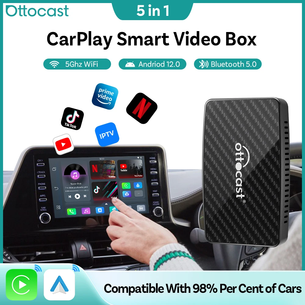 Ottocast Play2Video PRO Ai Box Carplay Android Auto Adapter 2026 New Video Box for Youtube Netflix IPTV Applicable 98% Car — view 4