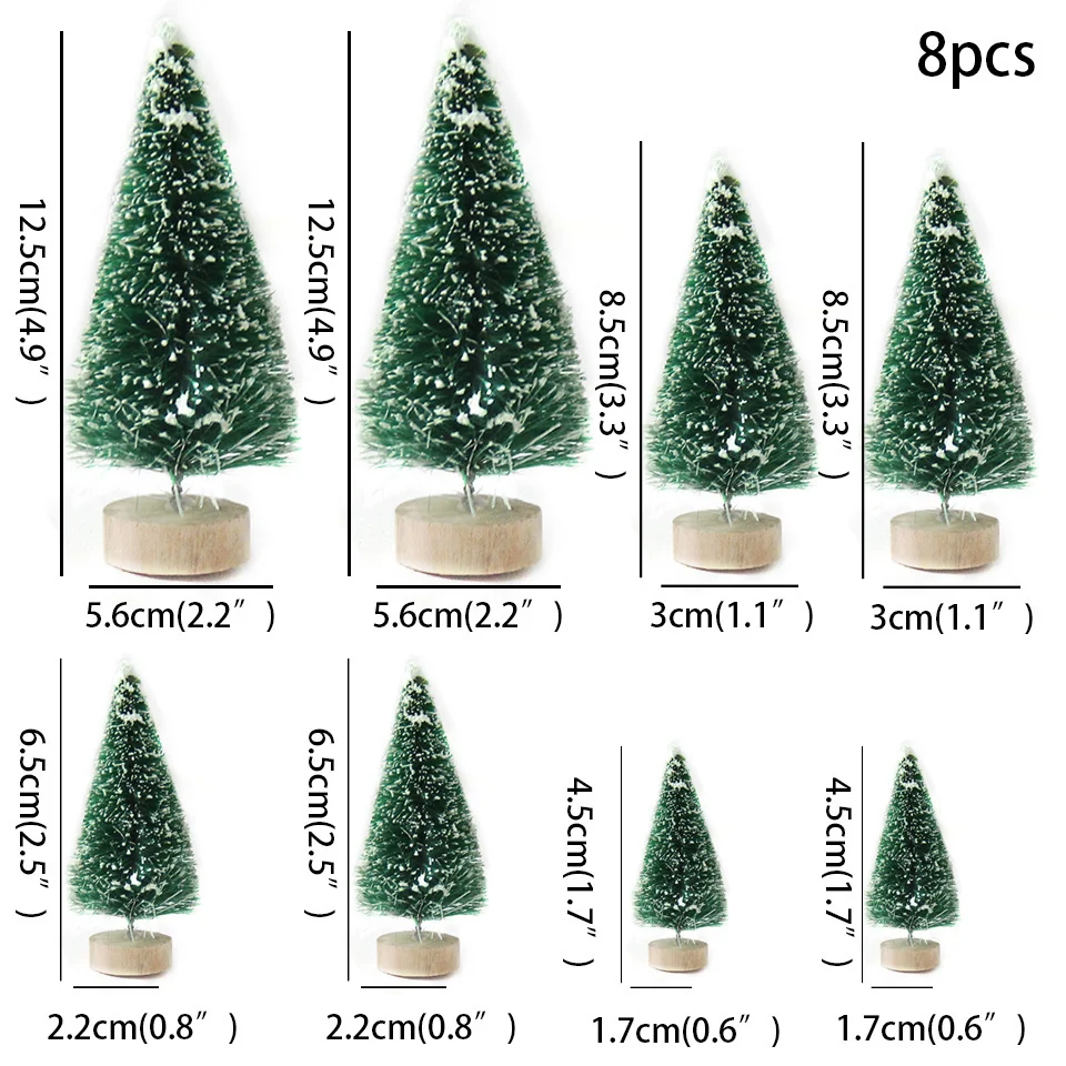 8PCS Multi Size Christmas Pine Tree Green Mini Pine Trees for Xmas Home  Desktop Decoration Noel