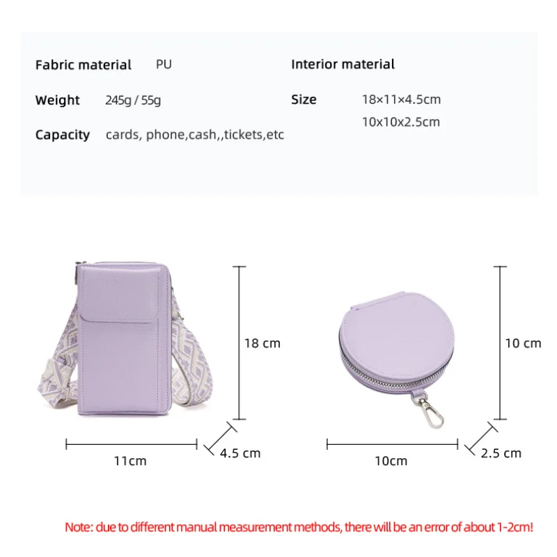 2Pcs Crossbody Bags Women Shoulder Shell Bag Trend Small Purse and Handbag Fashion Solid Color Female Bag