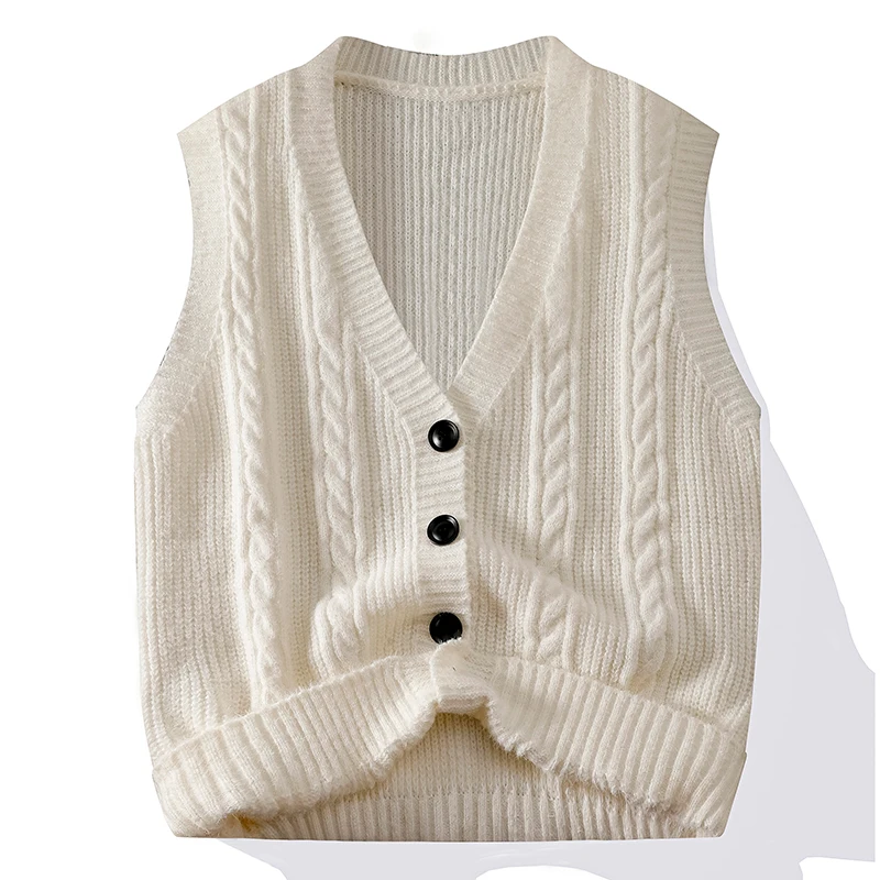 Men Sweater Vests Knitted V Neck Striped Sleeveless