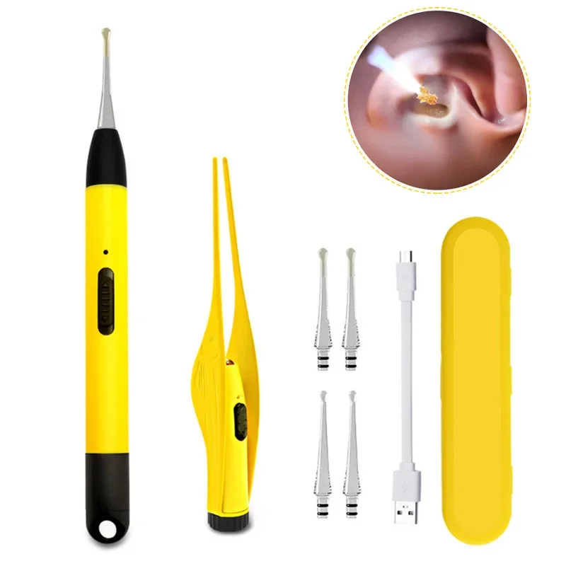 Ear Pick Ear Wax Cleaner Ear Cleaner Set Ear Cleaner Ear Wax Removal Kit Ear Picking Tools Set LED FlashLight Earpick Baby Ear Cleaner Endoscope Penlight Spoon Cleaning Ear Curette Light Spoon Wax Removal