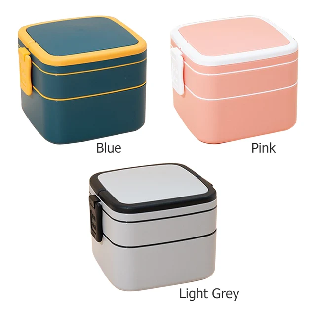 1000ml Bento Box Portable 2 Layer Square Food Storage Containers with  Handle Plastic Bento Box Leakproof Safe for Outdoor Picnic