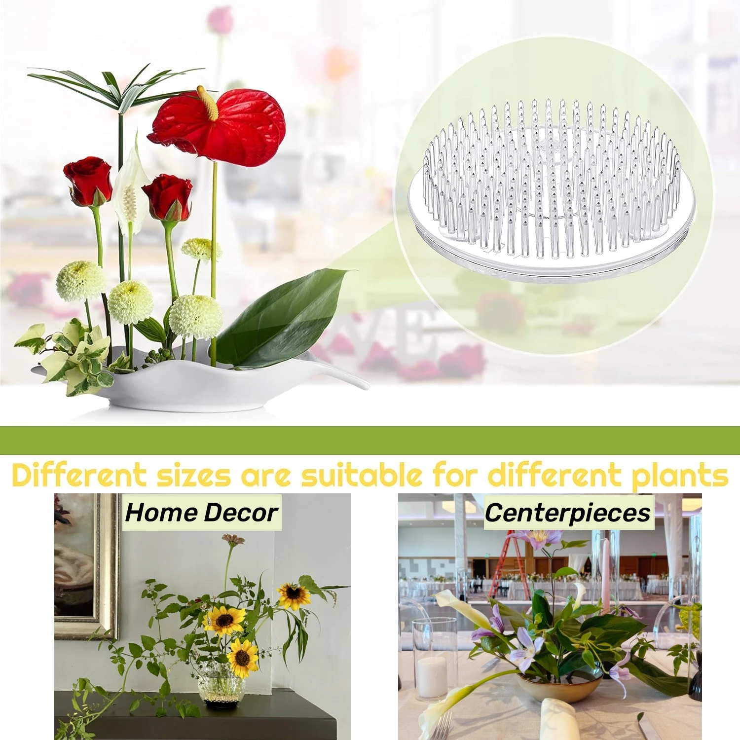 8/12/16/24/48 Pcs Plastic Flower Frogs Round Ikebana Flower Frog for Arrangement with Sucker for Table Centerpieces Summer Decor 5