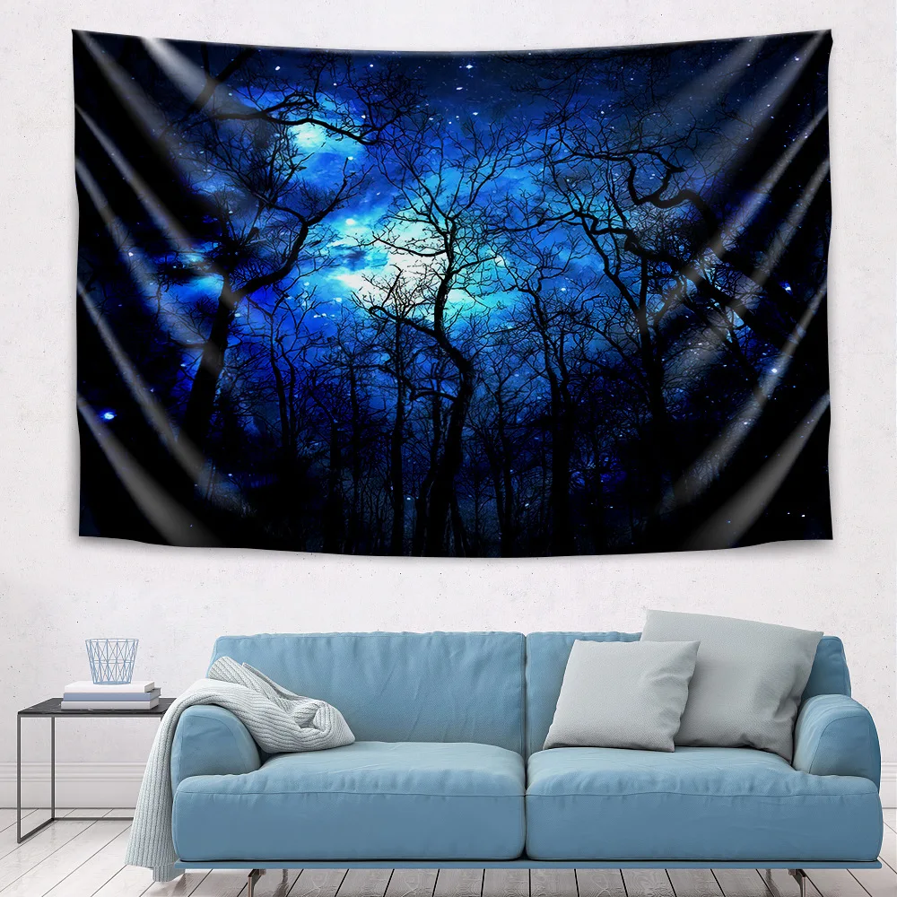 

Galaxy Starry Night Forest Psychedelic Tapestry Wall Hanging Tapestries Hippie Flower Wall Carpets Dorm Decor Starry Sky Carpet