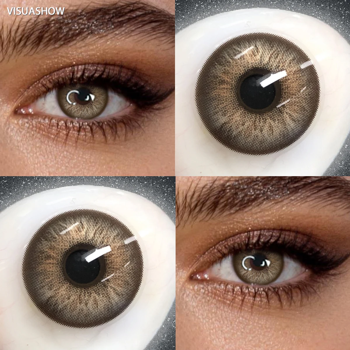 VISUASHOW Unspoken Brown Yearly Disposable Colored Contacts