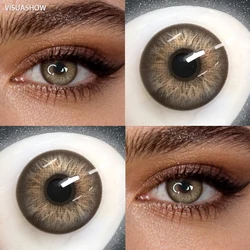 VISUASHOW Unspoken Brown Yearly Disposable Colored Contacts (Cleopatra Brown 14.5)