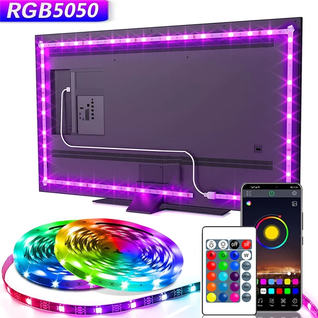 USB 5V LED lumières pour TV avec contrôle APP ruban Flexible RGB5050 30 LED s/m TV LED rétro-éclairage chambre décor éclairage 1