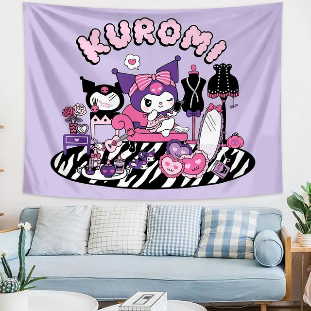 Tapisserie à personnages multiples Sanrio – Décoration vive et animée, tissu de fond pour salon et chambre à coucher, sans lumières 2