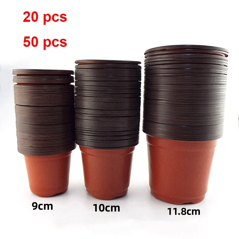 20pcs/50Pcs Thin section Plastic Grow Box Fall Resistant Tray For Home Garden Plant Pot Nursery Transplant Flower ling Pots D4