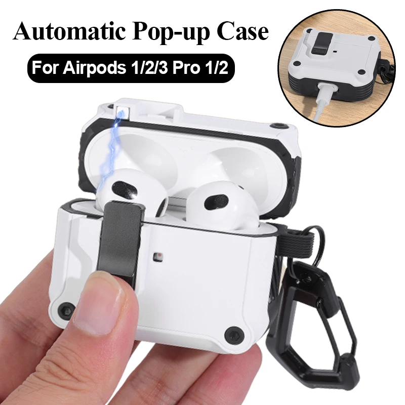 

For Apple AirPods 3 2 1 Pro Pro2 Bluetooth Headphone Box Automatic Lock Protective Cover Full Protection Shockproof Shell