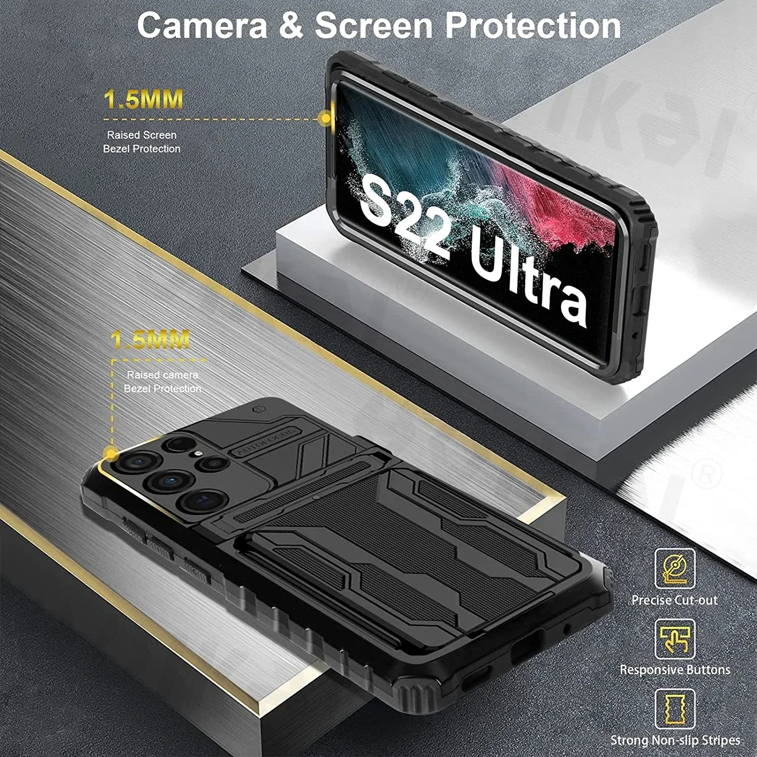 Heavy Duty Credit Card Wallet Case - Rugged Shockproof Anti-Drop Cover