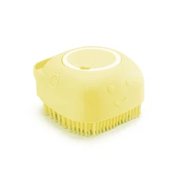 Pet Bath Massage Gloves - Soft Silicone Grooming Accessories (Yellow)