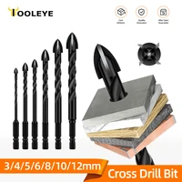 TOOLEYE 4/5/7 pièces jeu de forets hexagonaux croisés pour béton porcelaine carrelage verre métal professionnel multifonction forets forets 1