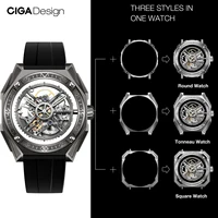 CIGA Design 3 in 1 Titanium Automatic Watch for Men Magician Series Skeleton Mechanical Wristwatch Fluororubber Strap 3 Pcs Case 2