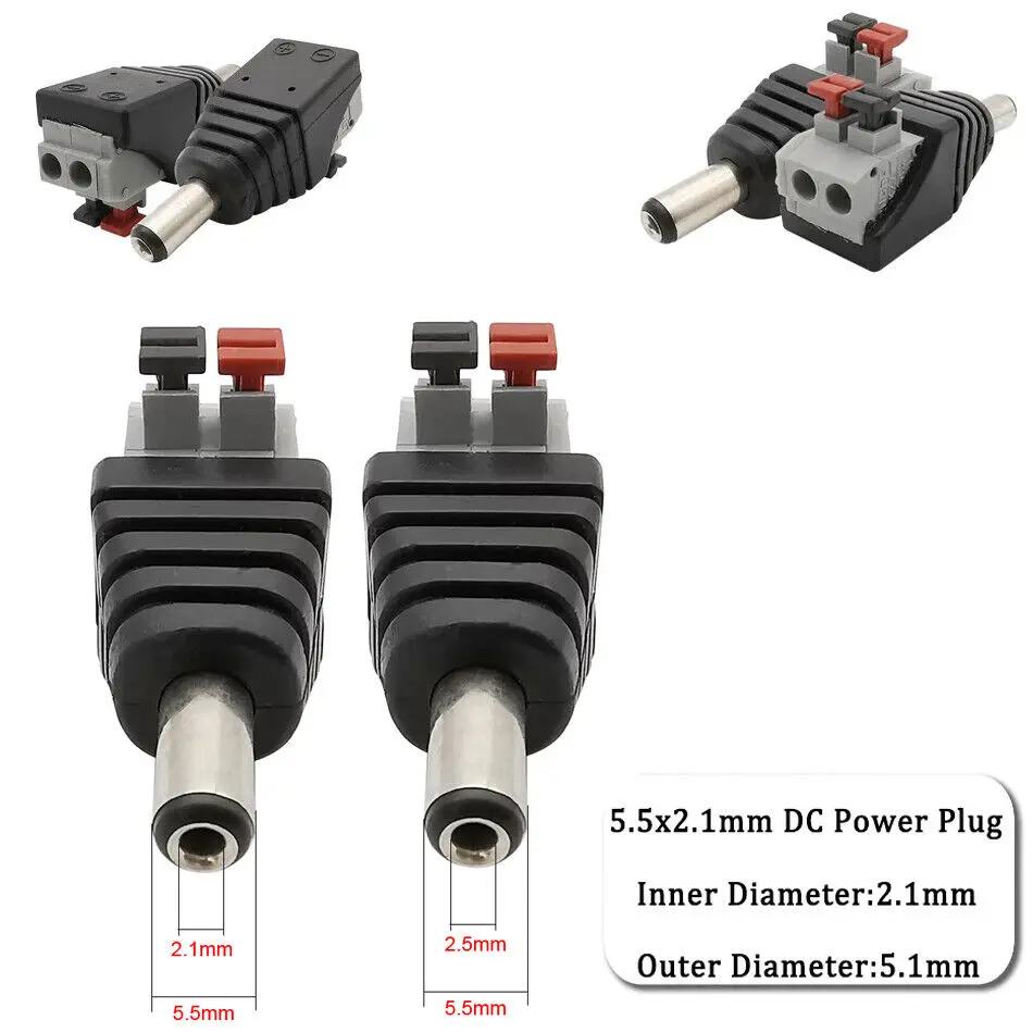 5 sztuk/10 sztuk 5,5x2,5mm/2.5mm złącze DC żeński/męski kabel z wtyczką Adapter gniazda Jack zasilający do taśmy LED